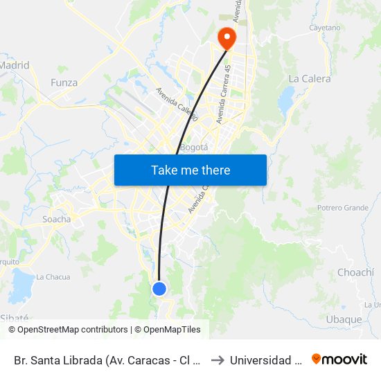 Br. Santa Librada (Av. Caracas - Cl 73 Sur) to Universidad Ecci map