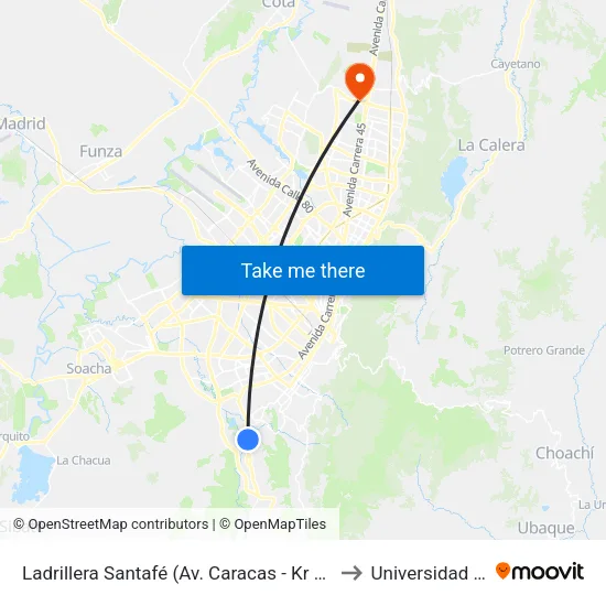 Ladrillera Santafé (Av. Caracas - Kr 5c Bis A) to Universidad Ecci map