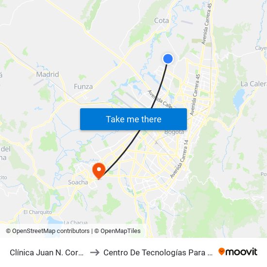 Clínica Juan N. Corpas (Av. Corpas - Cl 159a) to Centro De Tecnologías Para La Construcción Y La Madera (Sena) map