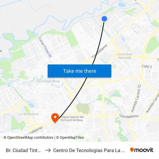 Br. Ciudad Tintal II (Cl 6c - Kr 94) to Centro De Tecnologías Para La Construcción Y La Madera (Sena) map