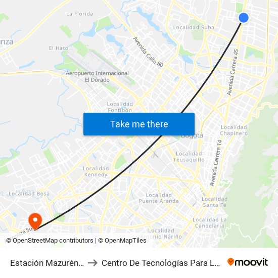 Estación Mazurén (Auto Norte - Cl 152) to Centro De Tecnologías Para La Construcción Y La Madera (Sena) map