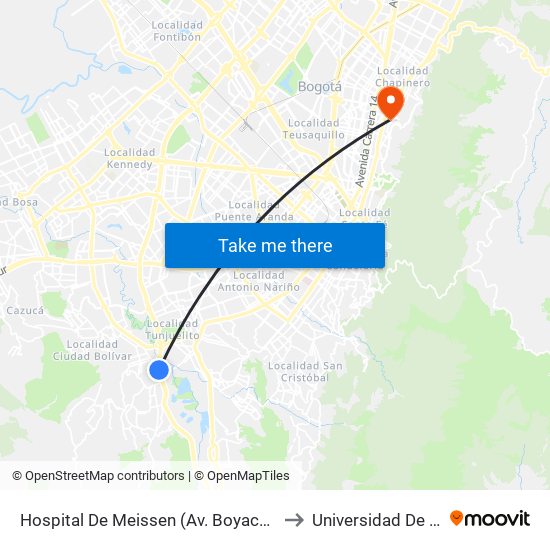 Hospital De Meissen (Av. Boyacá - Kr 18b) (A) to Universidad De La Salle map