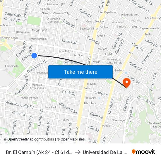Br. El Campín (Ak 24 - Cl 61d Bis) to Universidad De La Salle map