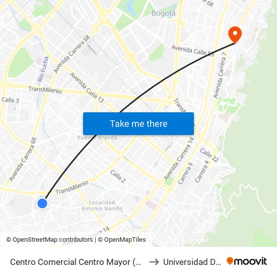 Centro Comercial Centro Mayor (Dg 39a Sur - Tv 38a) to Universidad De La Salle map