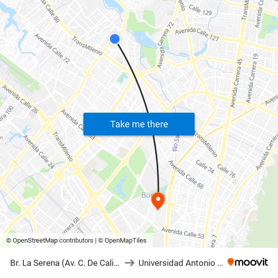 Br. La Serena (Av. C. De Cali - Ac 90) to Universidad Antonio Nariño map