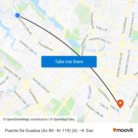 Puente De Guadua (Ac 80 - Kr 119) (A) to Ean map