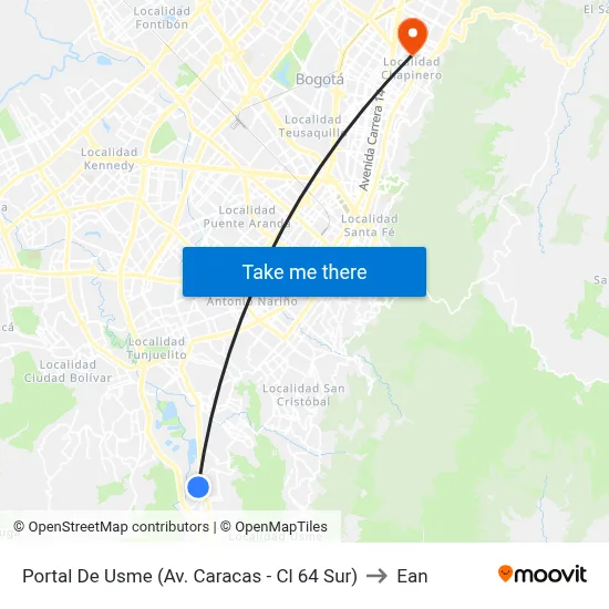 Portal De Usme (Av. Caracas - Cl 64 Sur) to Ean map