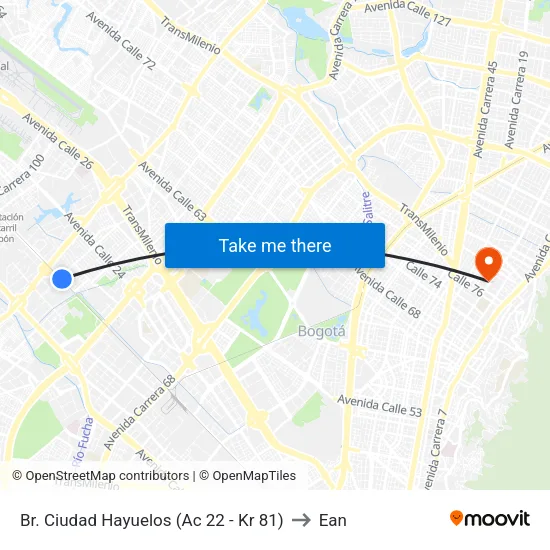 Br. Ciudad Hayuelos (Ac 22 - Kr 81) to Ean map