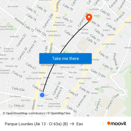 Parque Lourdes (Ak 13 - Cl 63a) (B) to Ean map