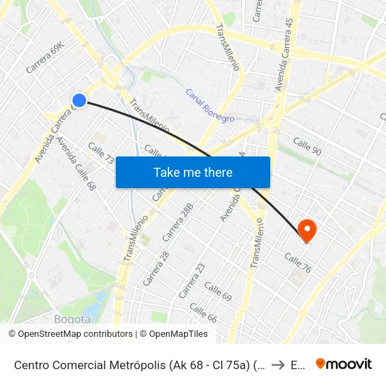 Centro Comercial Metrópolis (Ak 68 - Cl 75a) (C) to Ean map