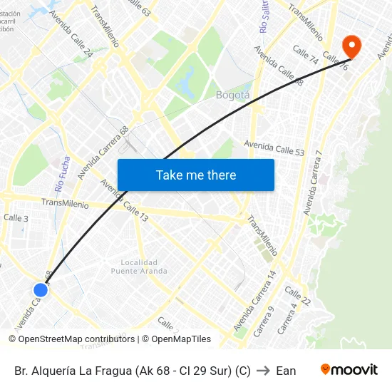 Br. Alquería La Fragua (Ak 68 - Cl 29 Sur) (C) to Ean map
