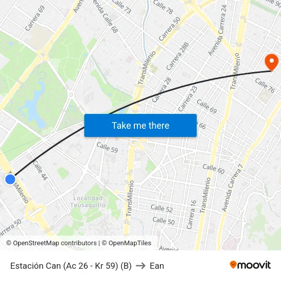 Estación Can (Ac 26 - Kr 59) (B) to Ean map