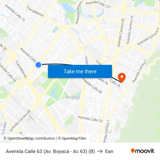 Avenida Calle 63 (Av. Boyacá - Ac 63) (B) to Ean map