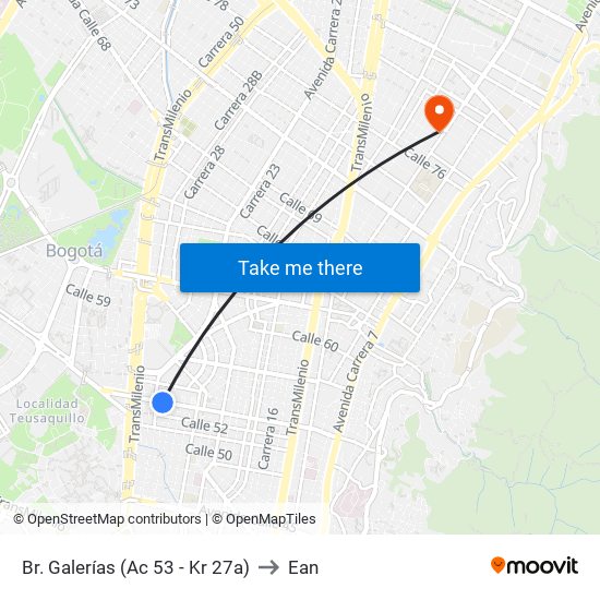 Br. Galerías (Ac 53 - Kr 27a) to Ean map