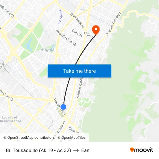 Br. Teusaquillo (Ak 19 - Ac 32) to Ean map