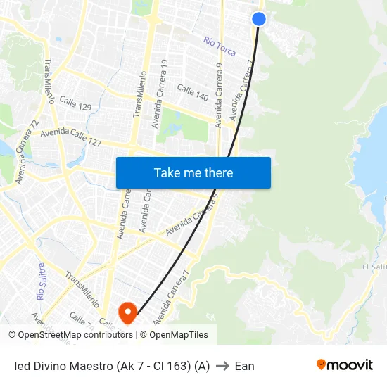 Ied Divino Maestro (Ak 7 - Cl 163) (A) to Ean map