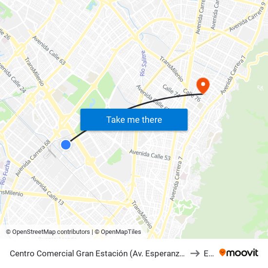 Centro Comercial Gran Estación (Av. Esperanza - Ak 60) to Ean map