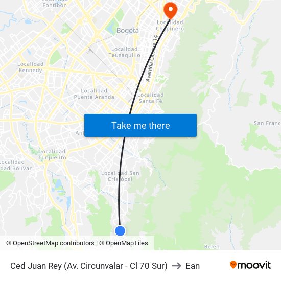 Ced Juan Rey (Av. Circunvalar - Cl 70 Sur) to Ean map