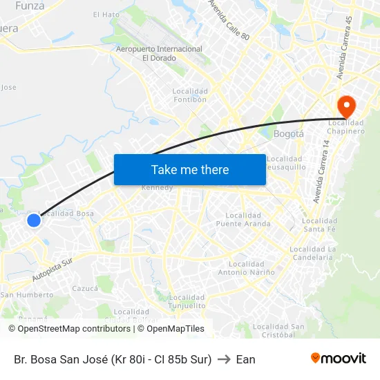 Br. Bosa San José (Kr 80i - Cl 85b Sur) to Ean map