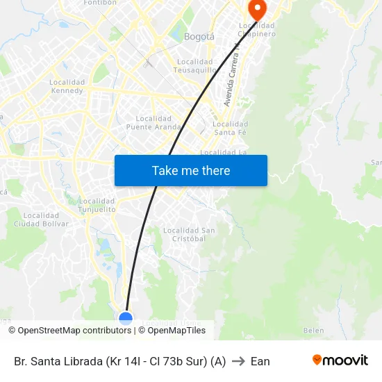Br. Santa Librada (Kr 14l - Cl 73b Sur) (A) to Ean map