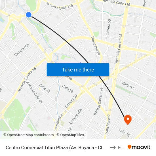 Centro Comercial Titán Plaza (Av. Boyacá - Cl 93) (B) to Ean map