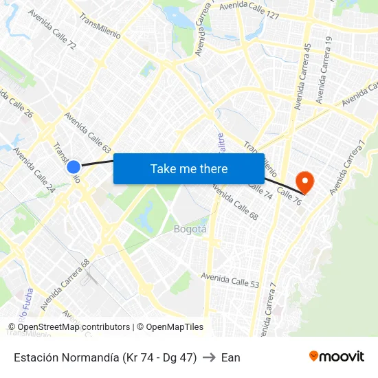 Estación Normandía (Kr 74 - Dg 47) to Ean map