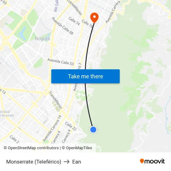 Monserrate (Teleférico) to Ean map