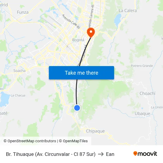 Br. Tihuaque (Av. Circunvalar - Cl 87 Sur) to Ean map