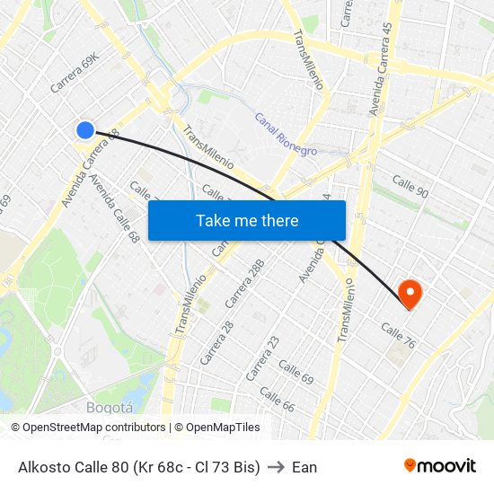 Alkosto Calle 80 (Kr 68c - Cl 73 Bis) to Ean map