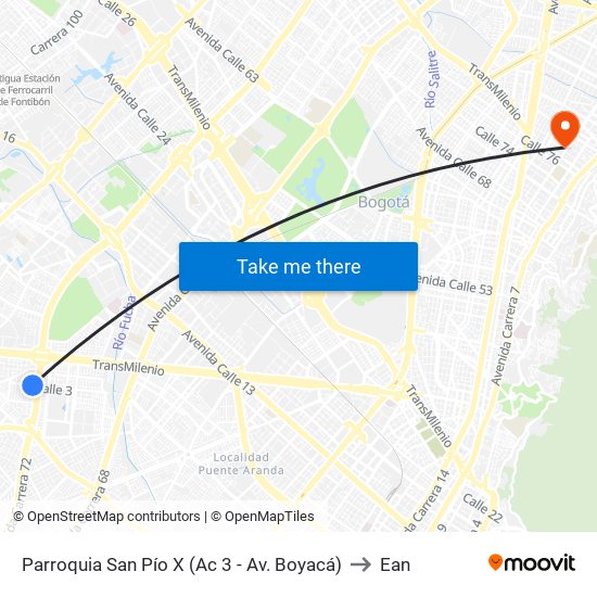 Parroquia San Pío X (Ac 3 - Av. Boyacá) to Ean map
