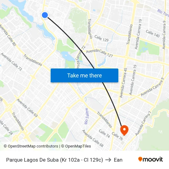 Parque Lagos De Suba (Kr 102a - Cl 129c) to Ean map