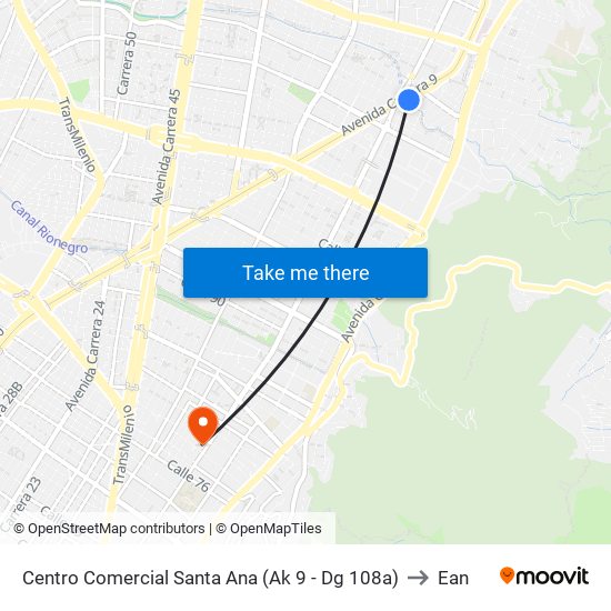 Centro Comercial Santa Ana (Ak 9 - Dg 108a) to Ean map