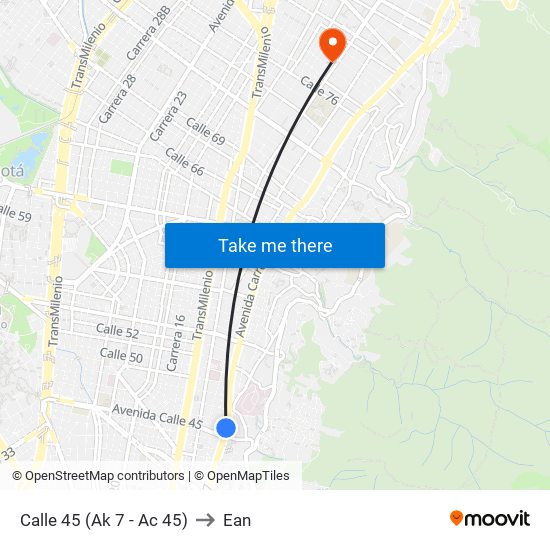 Calle 45 (Ak 7 - Ac 45) to Ean map