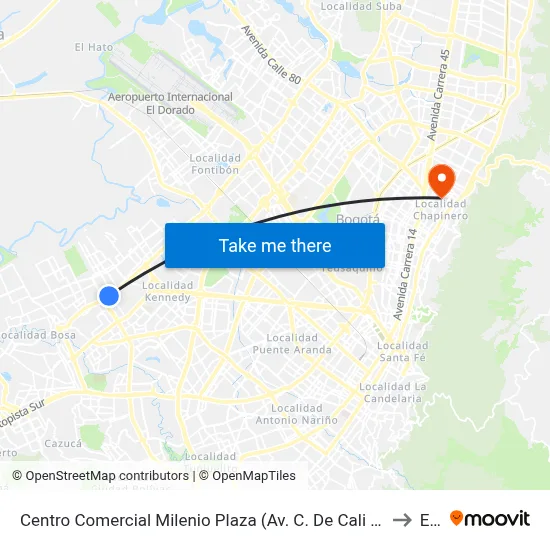 Centro Comercial Milenio Plaza (Av. C. De Cali - Cl 42f Sur) (A) to Ean map