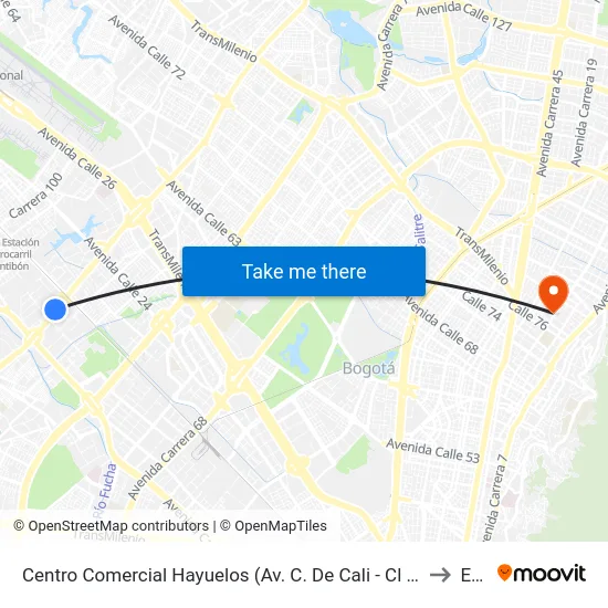 Centro Comercial Hayuelos (Av. C. De Cali - Cl 20) (A) to Ean map