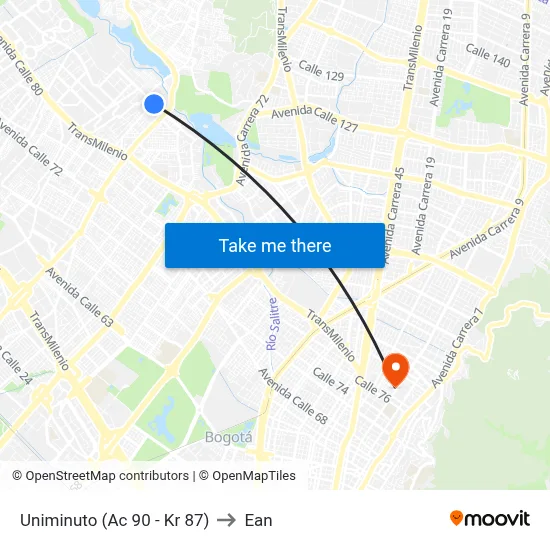 Uniminuto (Ac 90 - Kr 87) to Ean map
