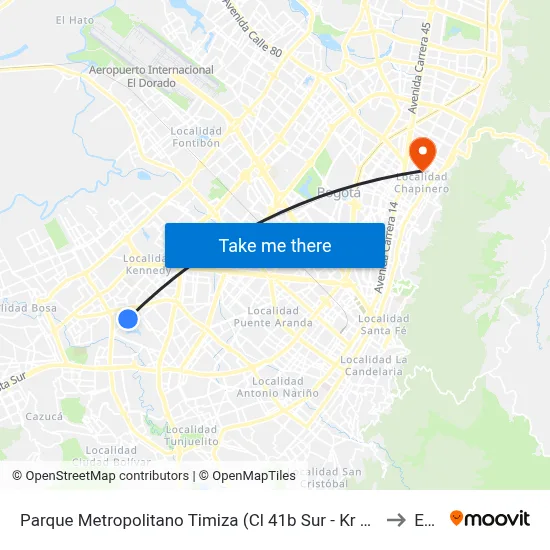 Parque Metropolitano Timiza (Cl 41b Sur - Kr 74) to Ean map