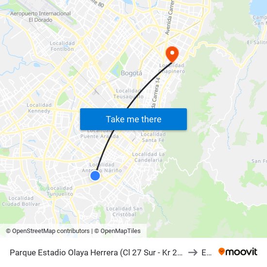 Parque Estadio Olaya Herrera (Cl 27 Sur - Kr 22a) to Ean map