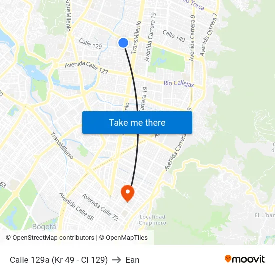 Calle 129a (Kr 49 - Cl 129) to Ean map