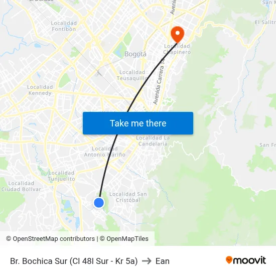 Br. Bochica Sur (Cl 48l Sur - Kr 5a) to Ean map