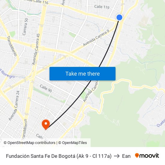 Fundación Santa Fe De Bogotá (Ak 9 - Cl 117a) to Ean map