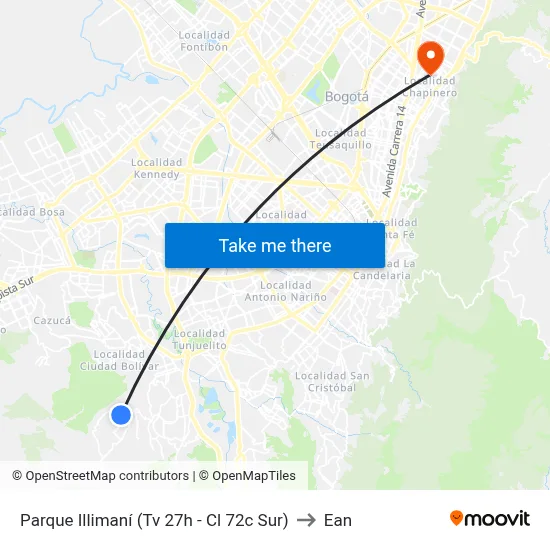 Parque Illimaní (Tv 27h - Cl 72c Sur) to Ean map