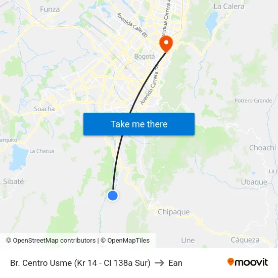 Br. Centro Usme (Kr 14 - Cl 138a Sur) to Ean map