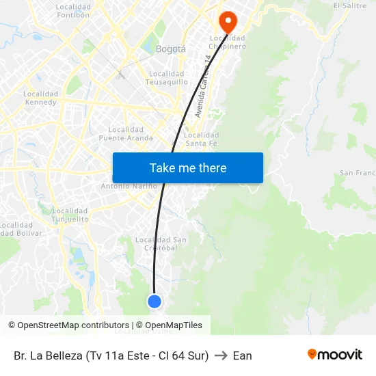 Br. La Belleza (Tv 11a Este - Cl 64 Sur) to Ean map