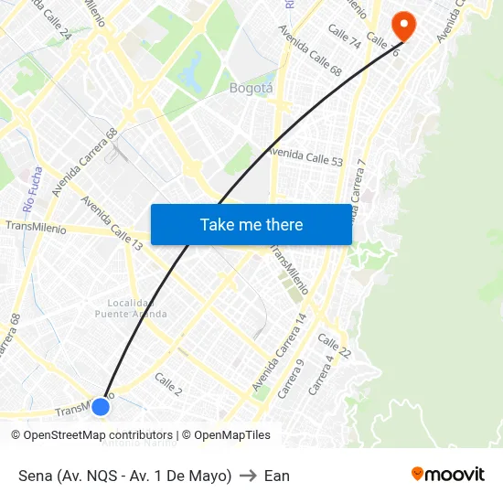 Sena (Av. NQS - Av. 1 De Mayo) to Ean map