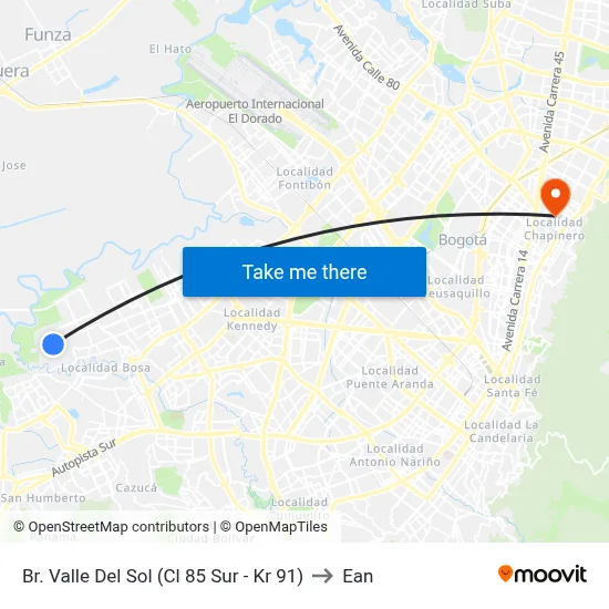 Br. Valle Del Sol (Cl 85 Sur - Kr 91) to Ean map