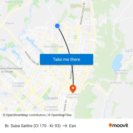 Br. Suba Salitre (Cl 170 - Kr 93) to Ean map