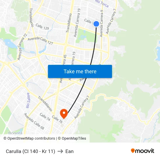 Carulla (Cl 140 - Kr 11) to Ean map