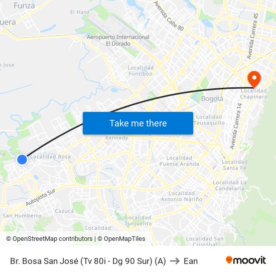 Br. Bosa San José (Tv 80i - Dg 90 Sur) (A) to Ean map