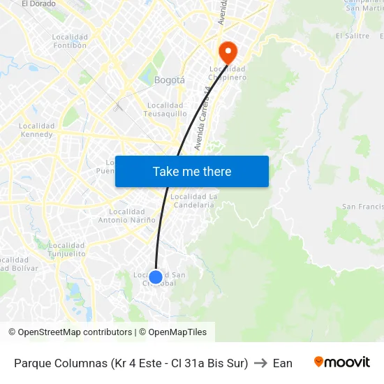 Parque Columnas (Kr 4 Este - Cl 31a Bis Sur) to Ean map